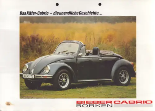 VW Käfer Bieber Cabrio Prospekt ca. 1990