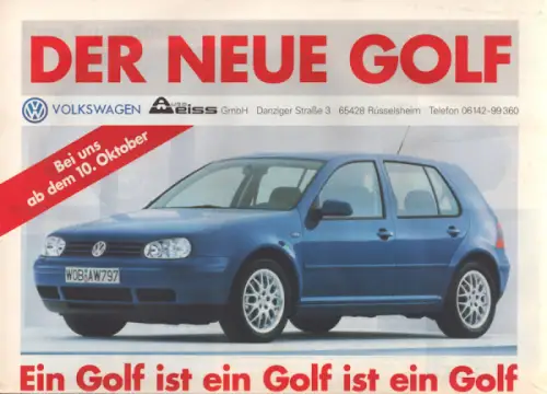 VW Golf 4 Prospekt 10.1997