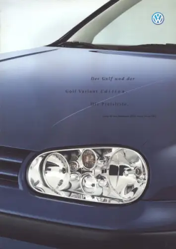 VW Golf 4 / Variant Edition Preisliste 4.2001