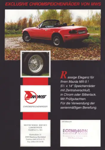 Mazda MX-5 Speichenräder Prospekt ca. 1990