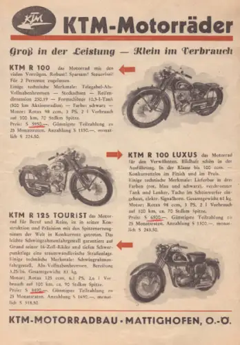 KTM Programm ca. 1955