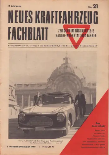 Das Kraftfahrzeug Fachblatt 1948 Heft 21