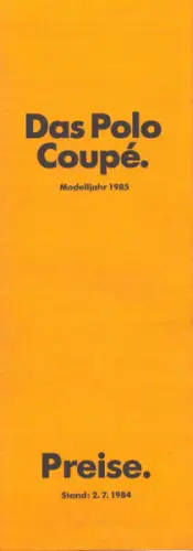 VW Polo 2 Coupé Preisliste 7.1984