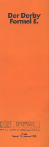 VW Derby Formel E Preisliste 1.1981