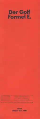 VW Golf 1 Formel E Preisliste 1.1981