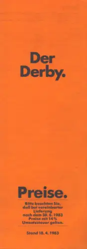 VW Derby Preisliste 4.1983