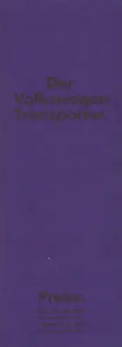 VW T 3 Transporter Preisliste 10.1982