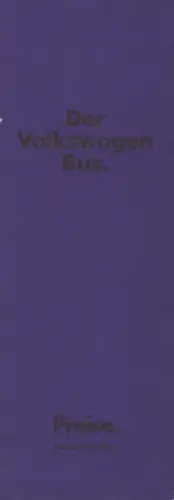 VW T 3 Bus Preisliste 9.1981