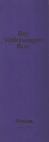 VW T 3 Bus Preisliste 2.1981