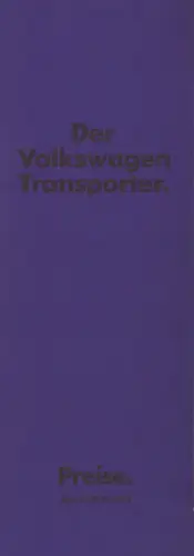 VW T 3 Transporter Preisliste 5.1981