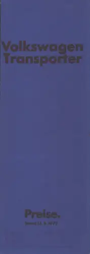 VW T 3 Transporter Preisliste 8.1979