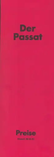 VW Passat B 2 M/A Preisliste 1981