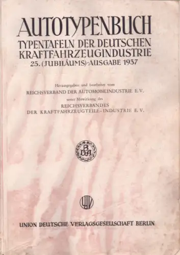 Autotypenbücher 1937 Typentafeln des Reichverbandes der Automobilindustrie