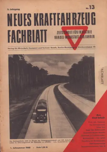 Das Kraftfahrzeug Fachblatt 1948 Heft 13