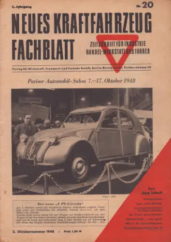 Das Kraftfahrzeug Fachblatt 1948 Heft 20