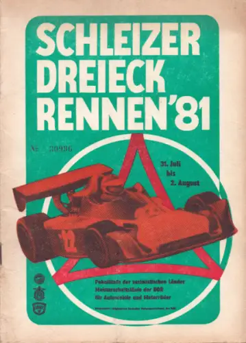 Programm 48. Schleizer Dreieck-Rennen 31.7.-1.8.1981
