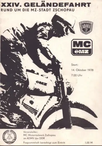 Programm 24. Int. Geländefahrt Rund um Zschopau 14.10.1978