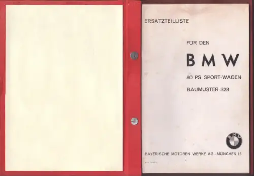 BMW 328 Ersatzteilliste 8.1937