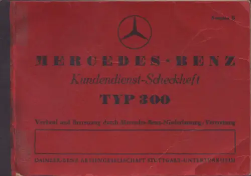 Mercedes-Benz 300 Kundendienst-Scheckheft 1954