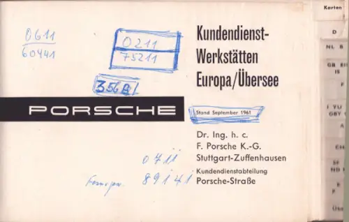 Porsche Kundendienst Werkstätten in Europa / Übersee 9.1961