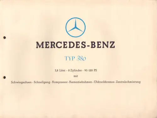 Mercedes-Benz Typ 380 K Prospekt 1.1933