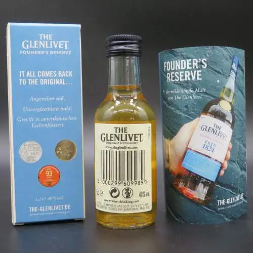 Glenlivet Founder's Reserve 50ml Miniatur mit Geschenkbox. Sammler. Connoisseur.