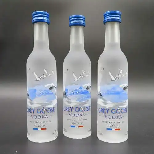 3 Grey Goose Vodka, Wodka tasting miniatur 50ml aus Frankreich.