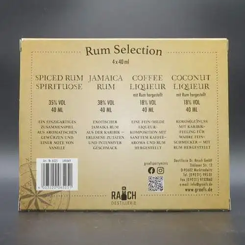 Dr. Rauch Distillerie Jamaica Rum Selection 4 miniatur im Geschenkkarton.