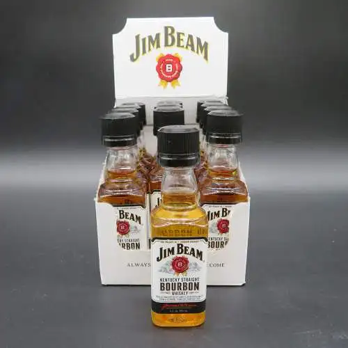 12 Jim Beam Kentucky straight bourbon whiskey PET 50ml tasting miniature.
