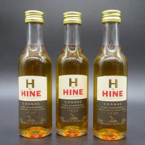 3 H by Hine Cognac fine Champagne VSOP miniatur alte Label Connoisseur/Sammler