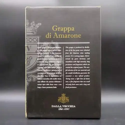 Grappa di Amarone  Exklusives Globus von Dalla Vecchia Dal 1890 im Geschenkbox..