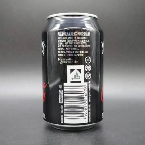 24 Jack Daniels old No7 & Coca-Cola 0,33 ltr. Dosen 10% Vol. inkl. EW. Pfand.