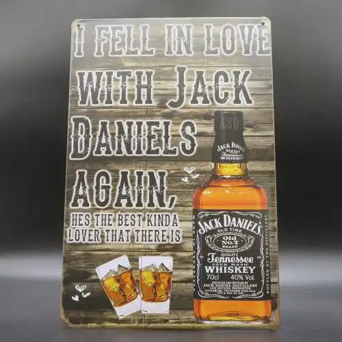 Jack Daniel's Whiskey I fell in Love retro Vintage Nostalgie Blechschild 20x30cm