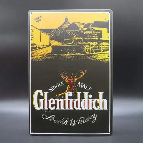 Glenfiddich Single Malt Whisky retro Vintage Nostalgie Blechschild 20 x 30cm.