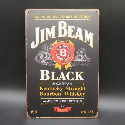 Jim Beam Black Kentucky Straight Bourbon Retro Blechschild Nostalgie look20x30cm