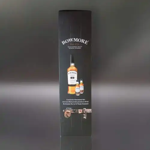 Bowmore No1 Vaults Single Malt 12 Jahre + No1+15 Jahre Miniaturen im Geschenkbox