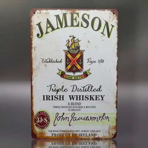 Jameson Irish Whisky retro Vintage look Blechschild 20 x 30cm.