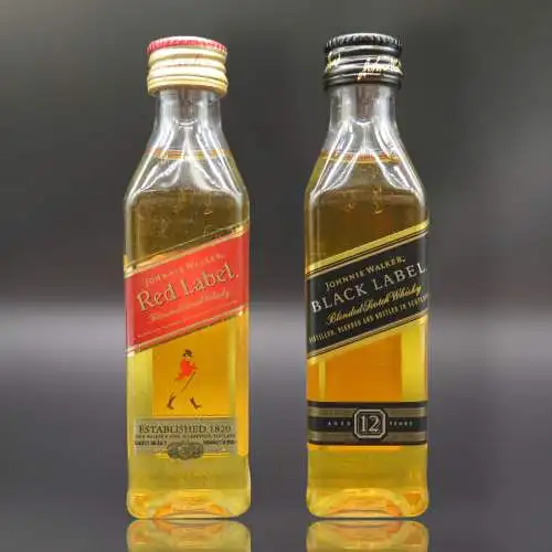 Johnnie Walker 12 Jahre Black Label Whisky + Red Label 50ml  Sammler Miniatur