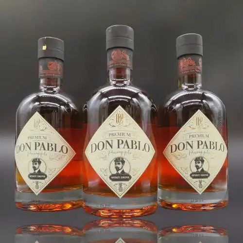 3 x DON PABLO Premium 35% Vol% Pineapple blended dark Rum / Rhum 0,7l.