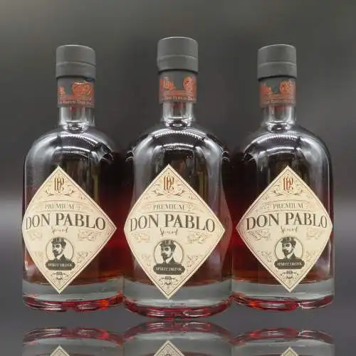 3 x DON PABLO Premium 40% Spiced dark Rum of Guyana and Jamaica.