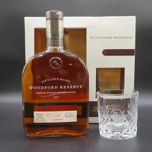 Woodford Reserve 43,2%Vol Kentucky Bourbon Whiskey  0,7l. Glas Geschenkset