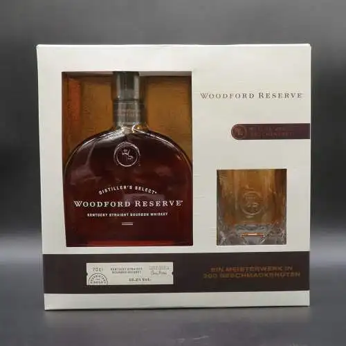 Woodford Reserve 43,2%Vol Kentucky Bourbon Whiskey  0,7l. Glas Geschenkset