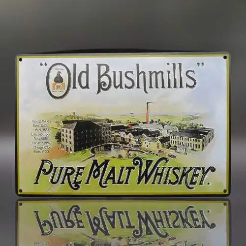 Old Bushmills Irish Pure Malt Whiskey Vintage Alu Blechschild 20 x 30cm