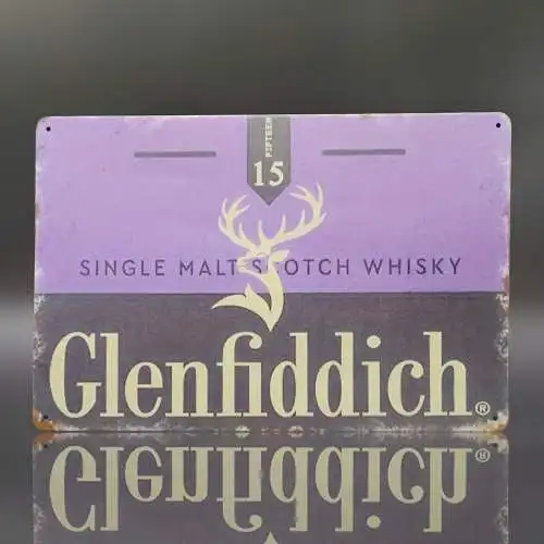 Glenfiddich 15 Single Malt Whisky retro Vintage Nostalgie Blechschild 20 x 30cm.