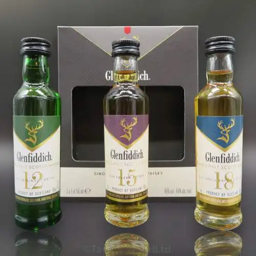 Glenfiddich Collection, Single Malt  12, 15 + 18 Jahre Miniatur Tasting set