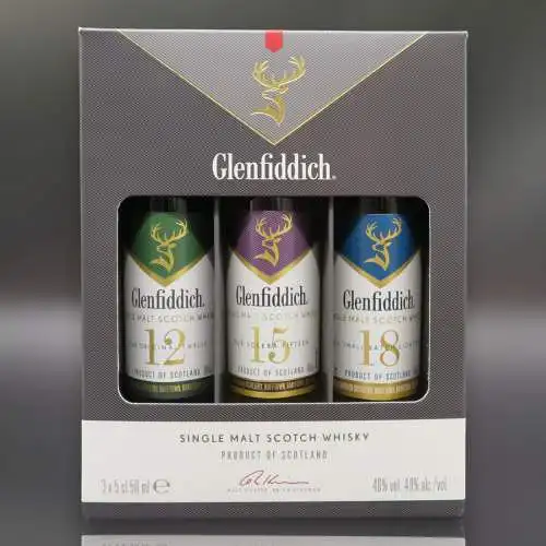 Glenfiddich Collection, Single Malt  12, 15 + 18 Jahre Miniatur Tasting set