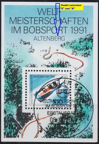 GERMANY BUND [1991] MiNr 1496 Block 23 FB ( O/used ) [01] Sport Plattenfehler