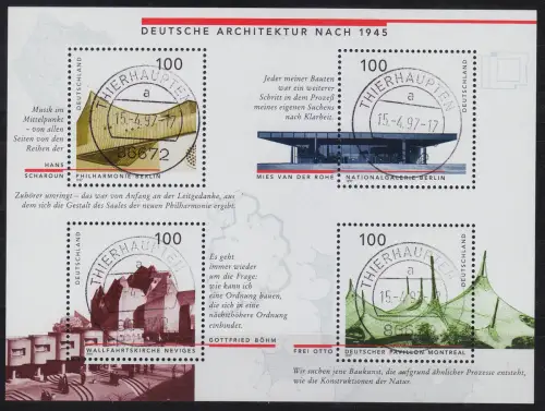 GERMANY BUND [1997] MiNr 1906-09 Block 37 ( O/used ) [01] Bauwerke