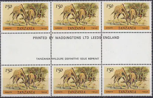 TANSANIA TANZANIA [1980] MiNr 0168 C ( **/mnh ) [01] Tiere 6er Druckvermerk