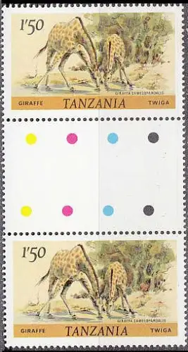 TANSANIA TANZANIA [1980] MiNr 0168 C ( **/mnh ) [02] Tiere 3er Farbampel